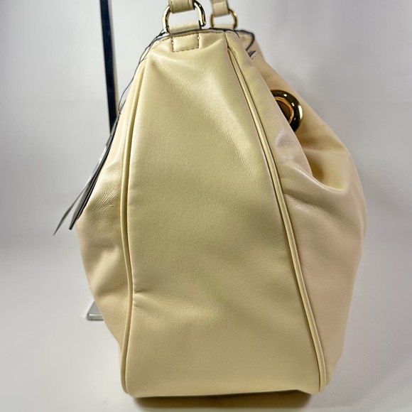 NWT Karl Lagerfeld Cream Desiree Leather Shoulder Crossbody Drawstring Bag - Picture 9 of 16